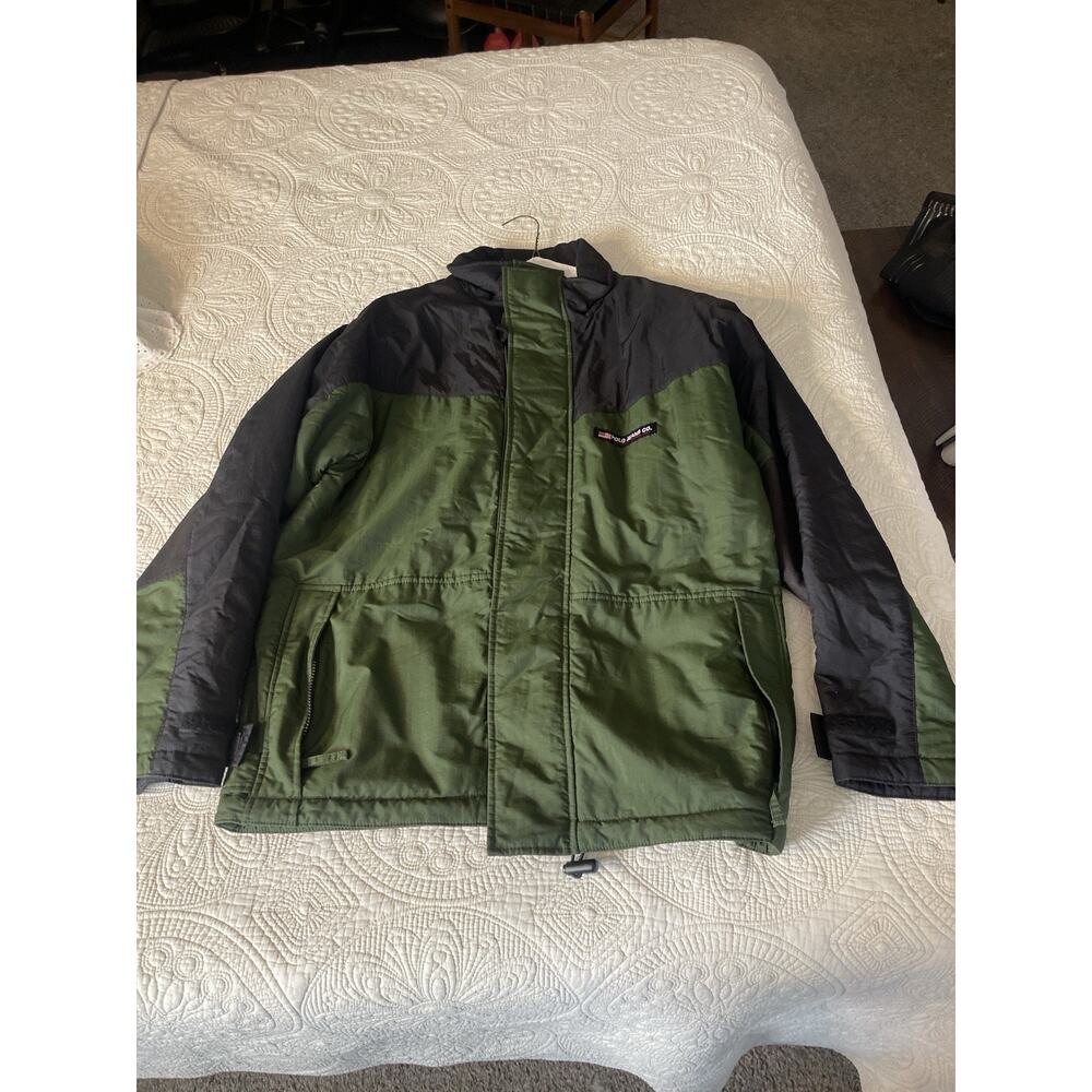 Vintage Polo Jeans Co Ralph Lauren Jacket Green Black Nylon Fleece Lined - M Y2K